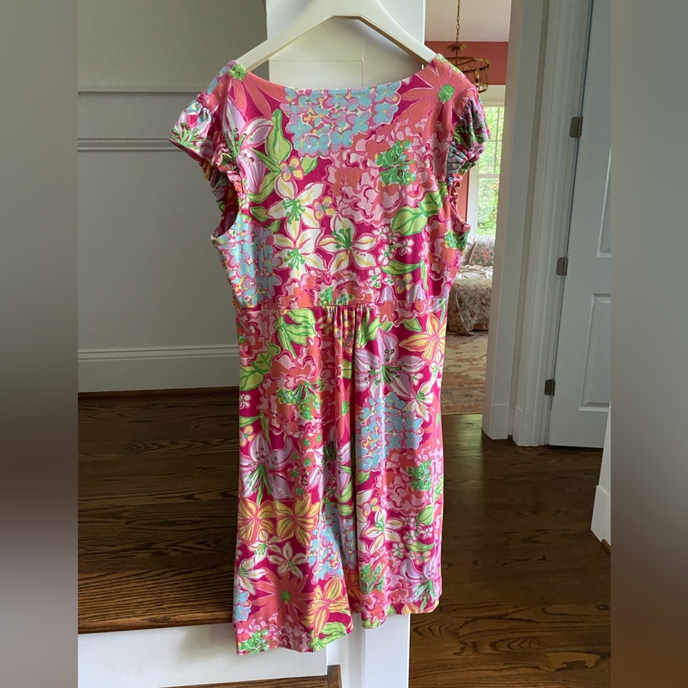 Lilly Pulitzer Pink Flutter Sleeve Sundress Size Large - Picture 2 of 8